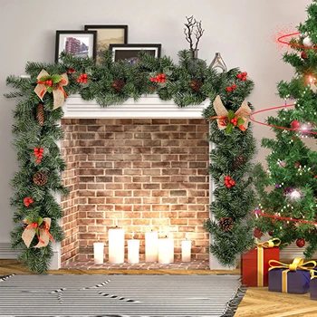 1.8 M yılbaşı dekoru Rattan yapay çiçek Ağacı Süsleme Açık Çelenk Çelenk Kolye Noel Parti Malzemeleri Kapı Merdiven Dekor