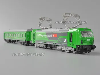 1: 87 Ölçekli Diecast Tren Modeli 52cm Elektrikli Lokomotif ve Taşıma Minyatür Çoğaltma Geri Çekin sesli oyuncak ve ışık