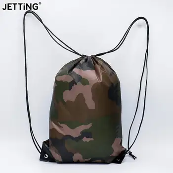 1 adet Kamuflaj Sırt Çantası İpli spor çanta Seyahat Spor Açık saklama çantası Hafif Kamp Yürüyüş Açık Çanta
