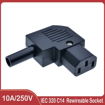 1 ADET priz IEC C13 Sol Açı Rewirable Yatay Konnektör 125V-250V 10A C13 90 Derece Fiş gezgin için Ev Kullanımı#