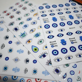 1 ADET Yeni Mavi Göz Tırnak Sticker Tasarım Tırnak Sticker Tırnak Kaymak Kendinden yapışkanlı Yapışkan Tırnak Güzelleştirme Sticker