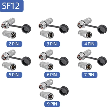1 takım (Erkek ve Dişi) SF12 Havacılık fişi yerleştirme tipi 2/3/4/5/6/7/9 pin su geçirmez konektör fiş bakır çekirdek dairesel konnektör