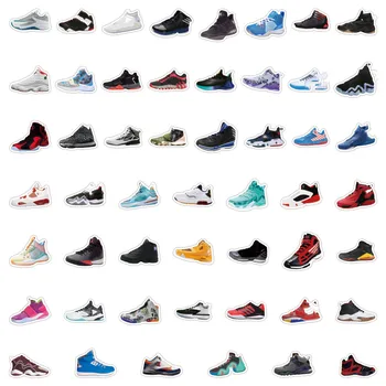 10/50 Adet Karikatür Sneaker basketbol ayakkabıları Çıkartmalar Bavul Dizüstü Kaykay Buzdolabı Bagaj Tuval Sticker Su Geçirmez PVC Çıkartması