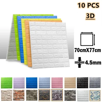 10 Adet 3D Retro Duvar Kağıdı Panelleri Kendinden Yapışkanlı Taklit Tuğla Çıkartmaları Mutfak Yatak Odası Çocuk Odası Duvar Sticker Duvarlar için rulo