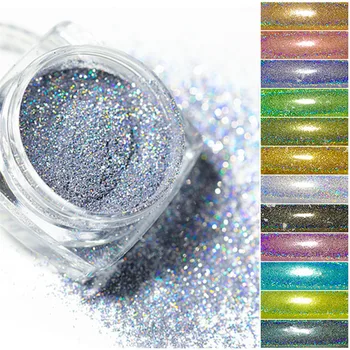 10 g / torba 1/256 (0.1 mm) holografik Glitter Toz Holo Unicorn Ayna Lazer Etkisi Çok Krom Pigment Ekstra İnce Tırnak Toz