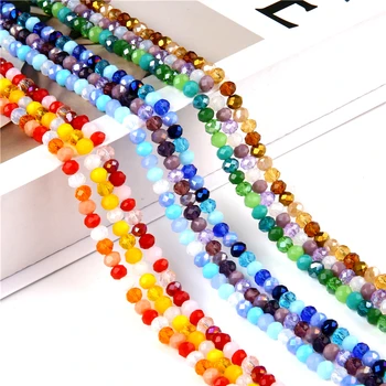 100 adet / grup 4x6mm Mix Renk Yuvarlak Faceted Kristal Cam Spacer dağınık boncuklar Takı Yapımı İçin DIY Kolye Bilezik Aksesuarları