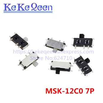 100 adet / grup Mini 7-Pin Açık / Kapalı 1P2T SPDT MSK-12C02 SMD Geçiş Slayt Anahtarı MP3 MP4 DC 12V 0.1 A