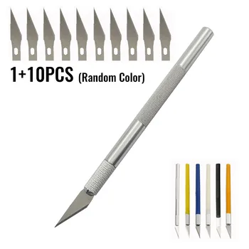 11 adet Gravür Kesici Bıçak Kesici Kaymaz Metal Bıçak Seti Kolu Sanat Zanaat Kesme Aleti PCB Tamir Cerrahi Bıçak