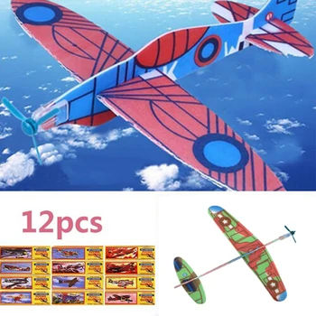 12 Adet DIY El Atmak Uçak Uçan Planör Oyuncak Uçaklar Uçak Köpük Plast Parti Çanta Dolgu Çocuk Çocuk Oyuncakları Oyun