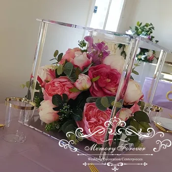 2 ADET düğün dekorasyon zemin çerçeve düğün centerpieces standı çiçek düzenleme temizle vazo kristal kek standı mumluk