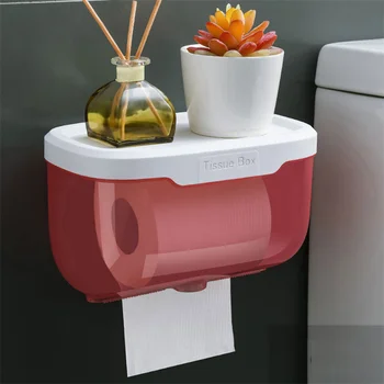 2 Renk Duvara Monte rulo kağıt havlu tutucu Su Geçirmez Cep Telefonu Depolama Rafı Tuvalet Kağıdı Depolama Rafı Doku Banyo Kutusu