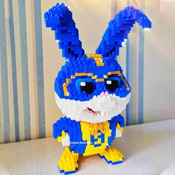 200531 Beyaz Tavşan Pet Hayvan Havuç mavi Tavşan 3D Modeli Penguen DIY Mikro Elmas Mini Yapı Taşları Tuğla noel hediyesi