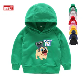 2019 Çocuk Karikatür Yavru Köpek Pals Baskı Hoodies Erkek Kız Giyim Çocuk Yeşil Komik Hoodies & Sweatshirt Çocuk T Gömlek 2 T-8 T