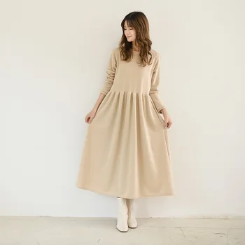 2022 Yeni Japon Tarzı Gevşek Hedging Etek Bel Bel ve Büyük Etek Uzun kollu Elbise Giymek Rahat