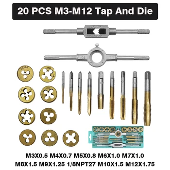 20PCS Dokunun M3 Set Ölür-M12 Metal parçaları Mekanik Atölye Araçları İçin Çelik Femetal Vida Titanyum Kaplama Kilit Alaşım Matkap İplik 