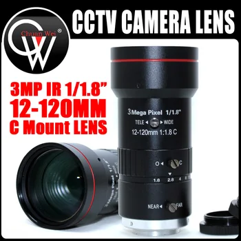 3.0 Megapiksel 12-120mm HD CCTV lens F1.8 manuel Iris Değişken Odaklı C dağı lens Düşük Bozulma FA lens için IP Kamera lens