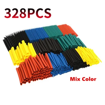 328 PCS ısı Kollu tüpler Set Renk Thermoresistant hortum kablo Yalıtımlı Poliolefin DIY Kiti 2: 1 Kez Küçültmek çanta seti
