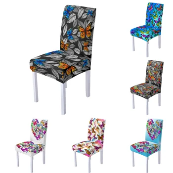 3D Kelebek sandalye kılıfı Yemek Odası Dekorasyon için Dijital Baskı Spandex sandalye kılıfı s Oturma Odası için Parti Dekorasyon 1 Adet