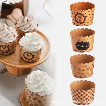 50 adet / takım Cupcake Liner kek kapları Kağıt Kahverengi Kraft yapışmaz Muffin cupcake kağıdı bardak Mutfak Pişirme Aracı Kek Sarma Kılıfı