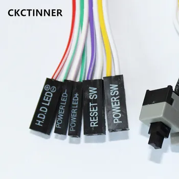 55CM İnce ATX bilgisayar anakartı Güç kablosu Orijinal açık / kapalı / yeniden başlatma ile led ışık Güç sıfırlama anahtarı basmalı düğme anahtarı