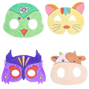 8 adet Çocuk Çocuk Karikatür Hayvan Boyama Maskesi DIY Renk Anaokulu Graffiti Sanat El Sanatları Çizim Kurulu Yaratıcı Çizim Oyuncaklar