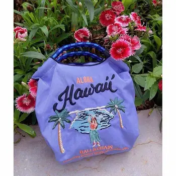Amerikan Retro Hawaii Tatil İşlemeli Çevre Dostu Mini Mini Çanta Karikatür Tote Çanta naylon kılıflı çanta için kadın büyük el çantası Çanta