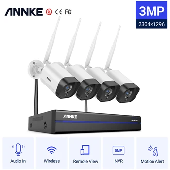 ANNKE 3MP WiFi Video Gözetim Sistemi 5MP NVR 4X3 MP Ip Kamera Ses Kayıt Güvenlik Kameraları AI Algılama kapalı devre kameralar Kiti