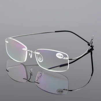 AORON Erkekler Ultra hafif Esnek Bellek Titanyum Çerçevesiz Kadın Marka Çerçevesiz okuma gözlüğü Diyoptri +1.00,+1.50,+2.00,+2.50,+3