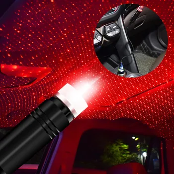 Araba USB Atmosfer Lamba Yıldız Tavan Okuma Aydınlatma Lazer Projeksiyon Dekoratif Led Gövde Çatı İç Oda Ev Gece Lambası