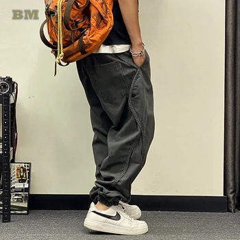 Artı Boyutu Japon Streetwear Boy kargo pantolon Erkek Giyim Harajuku Rahat Joggers Kore Hip Hop Baggy Pantolon Erkek