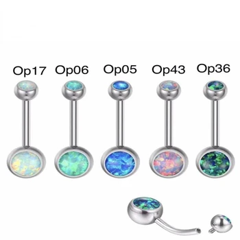 ARVİN 1 ADET G23 Titanyum Belly Button Yüzükler 14G Dahili Dişli Opal Gem Göbek Piercing Dangle Küpe göbek takısı Kadınlar İçin