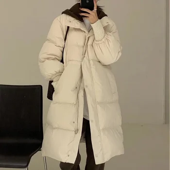 Aşağı Kaput Kabarık balon ceket Dış Giyim Tüy Kadın Kış 2022 Sıcak Süper Sıcak Kış Uzun Ceket Kadın Harajuku Büyük Boy