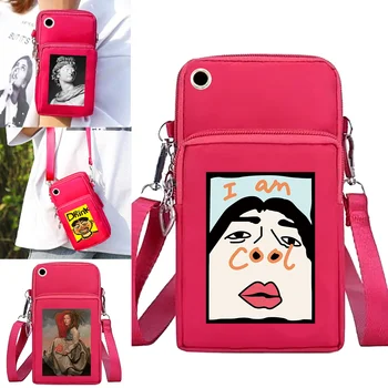 Bayanlar Crossbody Çanta Bilek Paketi Omuz askılı çanta Debriyaj Evrensel Cep Telefonu Çantası bozuk para cüzdanı Kol Çantası Cüzdan Komik Serisi