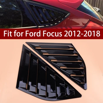 beler 2 Adet Parlak Siyah Çeyrek Pencere Panjurları Yan Havalandırma Paneli Kapak Trim Sticker Fit Ford Focus için MK3 Hatchback 2012-2018