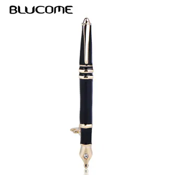 Blucome Son Canlı Siyah Kalem Şekli Emaye Broş Alaşım Kırtasiye Broş Kadın Erkek takım kıyafet Çanta Pin Dekorasyon Takı