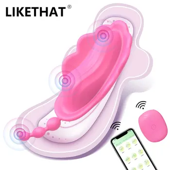 Bluetooth Kelebek Giyilebilir Vibratör Kadınlar için Kadın Kablosuz APP Uzaktan Kumanda Titreşimli Külot Yapay Penis Seks oyuncakları Çift için