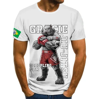 Brezilya Jiu-jitsu grappling Hayvan Anime Kabadayı Grafik 3D baskılı tişört Polyester tShirt yumuşak Hızlı Kuru Streç spor