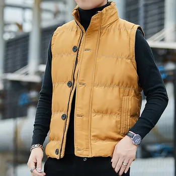 BROWON Marka Kışlık Mont Erkek Giyim 2022 Yeni Kalınlaşmış Sonbahar Düz Renk Yelek Erkekler Kore Moda Rahat Polar Yelek erkekler için