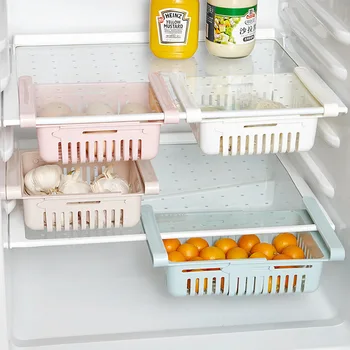 Buzdolabı çekmece kutusu geri çekilebilir raf erişim mutfak buzdolabı depolama rafı ev düzenleyici gıda kapları