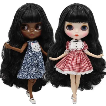 BUZLU DBS Blyth doll 30cm özelleştirilmiş 1/6 BJD çıplak ortak vücut siyah karışık saç kız hediye için