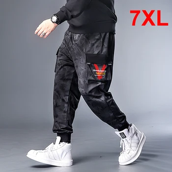 Büyük Boy 7XL Hip Hop Streetwear Kargo Pantolon Erkekler Boy Pantolon Sweatpants Erkek Jogger Rahat Moda Pantolon Artı Boyutu HX526