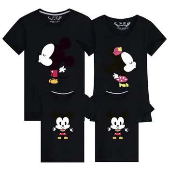 Disney Mickey Aile Eşleştirme Kıyafetler Baba Anne Çocuk T-shirt Bebek Bodysuit Aile Bak Baba Oğul Giysileri babalar Günü Hediyesi