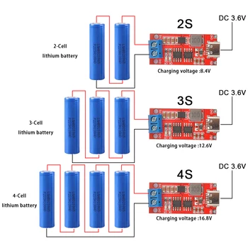 DIY 18650 21700 3.7 V Lityum Pil Step-Up Boost LiPo Polimer Li-İon Şarj Cihazı Çok Hücreli 2S 3S 4S 5V Tip - C İçin 8.4 V 12.6 V 16.8 V