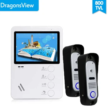 Dragonsview 4.3 inç Kapalı Monitör Görüntülü Kapı Telefonu interkom sistemi Beyaz Zil Sesleri Konuşma Kilidini