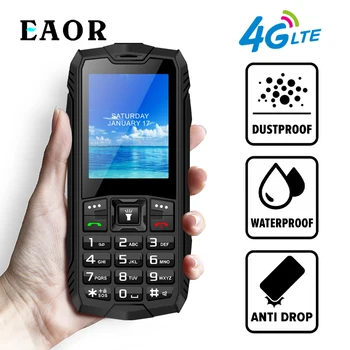 EAOR 4G Özellikli Telefon Su Geçirmez Toz Geçirmez anti-fall Sağlam Telefon 2500mAh Büyük Pil Çift SIM Tuş Takımı Telefon Parlama Meşale