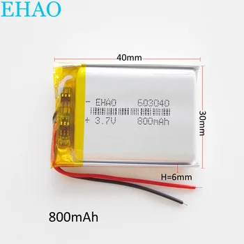 EHAO 603040 3.7 V 800mAh Lityum Polimer LiPo şarj edilebilir pil İçin Mp3 PAD DVD E-kitap bluetooth kulaklık
