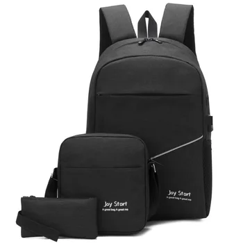 Erkek Su Geçirmez Sırt Çantaları Çalışma okul çantası USB şarj portu ile Büyük Kapasiteli Seyahat 3 adet Paketi için 15.6 