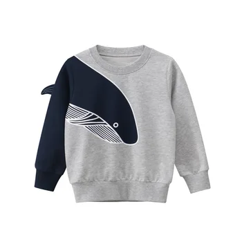 Erkek Sweartershirt Hoodies pamuklu giysiler Çocuklar için Erkek Jumper 2021 Sonbahar Gömlek Bebek Baskı Karikatür Köpekbalığı Çocuk Yeni Üstleri