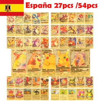 España Sürüm Pokemon Kartları İspanyolca ETİKET TAKIMI GX VMAX Eğitmen Enerji Altın Vstar Gümüş Parlayan Oyun Castellano çocuk oyuncağı