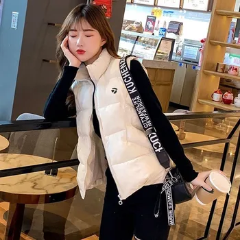 Golf Giyim Kadın Golf Ceketleri Kore Moda Yelek Mont Fermuar Yelek Aşağı pamuk Kış Bayanlar Rüzgar Geçirmez Sıcak Yelek Ceket